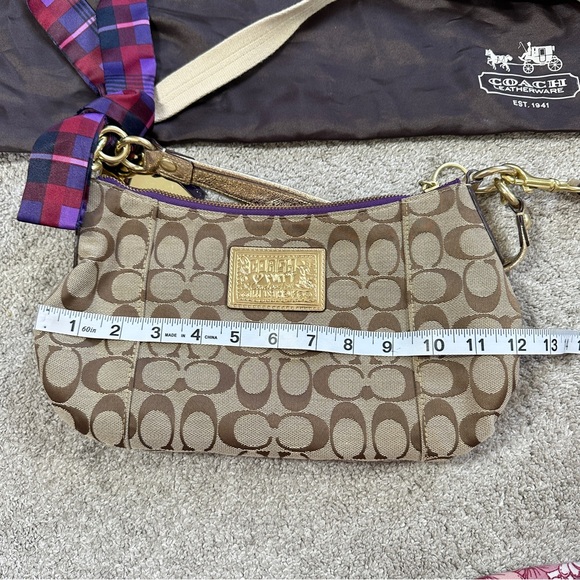 RARE Coach Poppy Tartan Applique Groovy Crossbody Shoulder Bag Brown Monogram - Picture 15 of 16